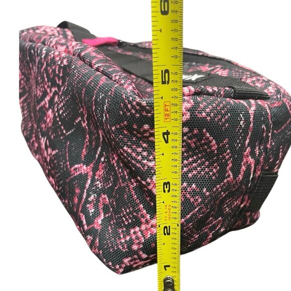 HURLEY COSMETICS BAG TRAVEL VIVID PINK BLACK SNAKE PRINT VERSATILE ANIMAL PRINT - Picture 7 of 16